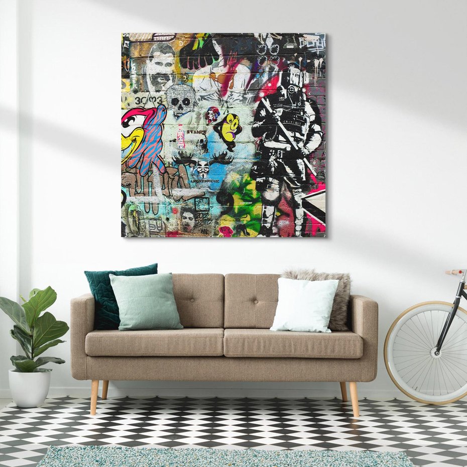 Obraz na płótnie 80x80 - Energiczne wybuchy graffiti - graffiti