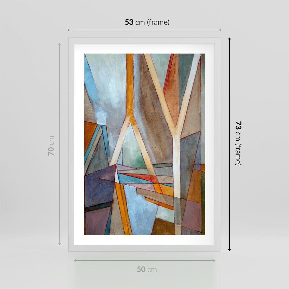Plakat w ramie 50x70 - Geometria abstrakcji - abstrakcja, geometria - rama biała