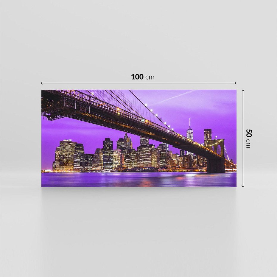 Obraz na płótnie 100x50 - Nocny Spacer po Moście Manhattan - most, Nowy Jork