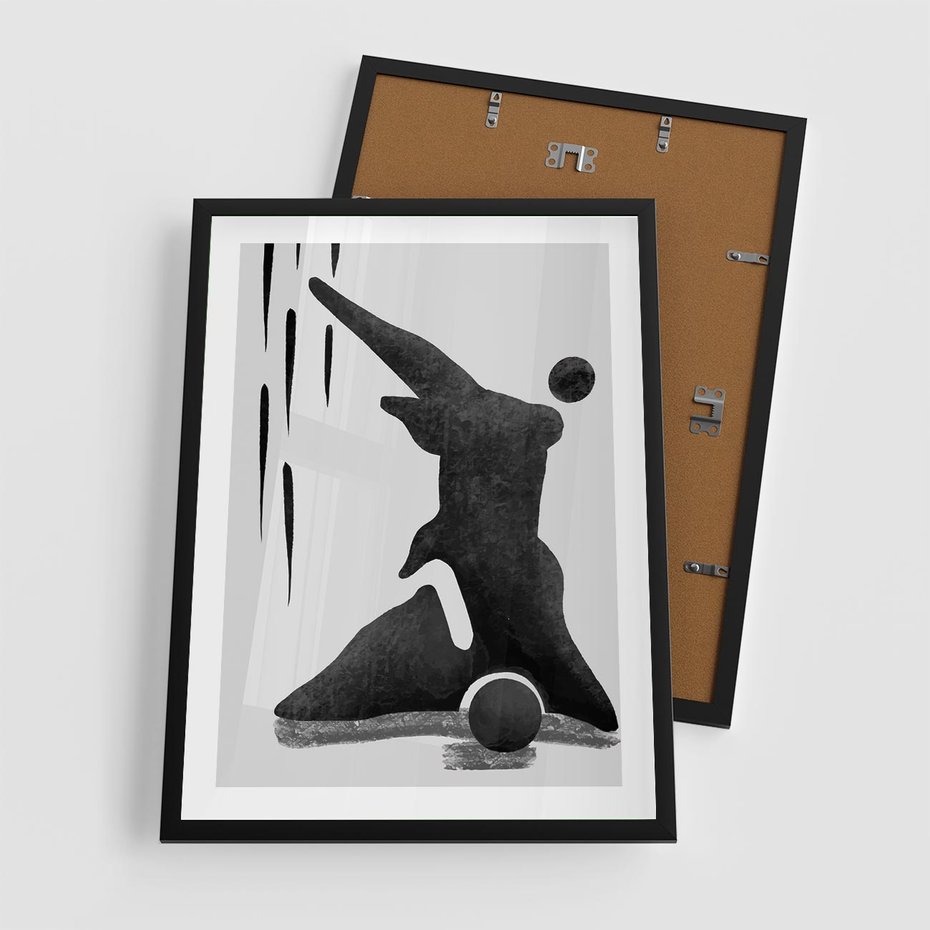 Plakat w ramie 50x70 - Czarno-Biała Grafika Postaci - nowoczesna grafika, plakat - rama czarna