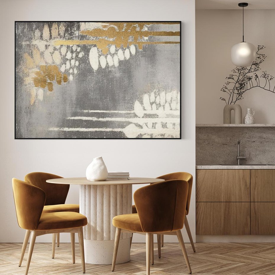 Obraz w ramie 100x70 - Malowane impresje zmysłów - abstrakcyjne plamy, linie - rama czarna