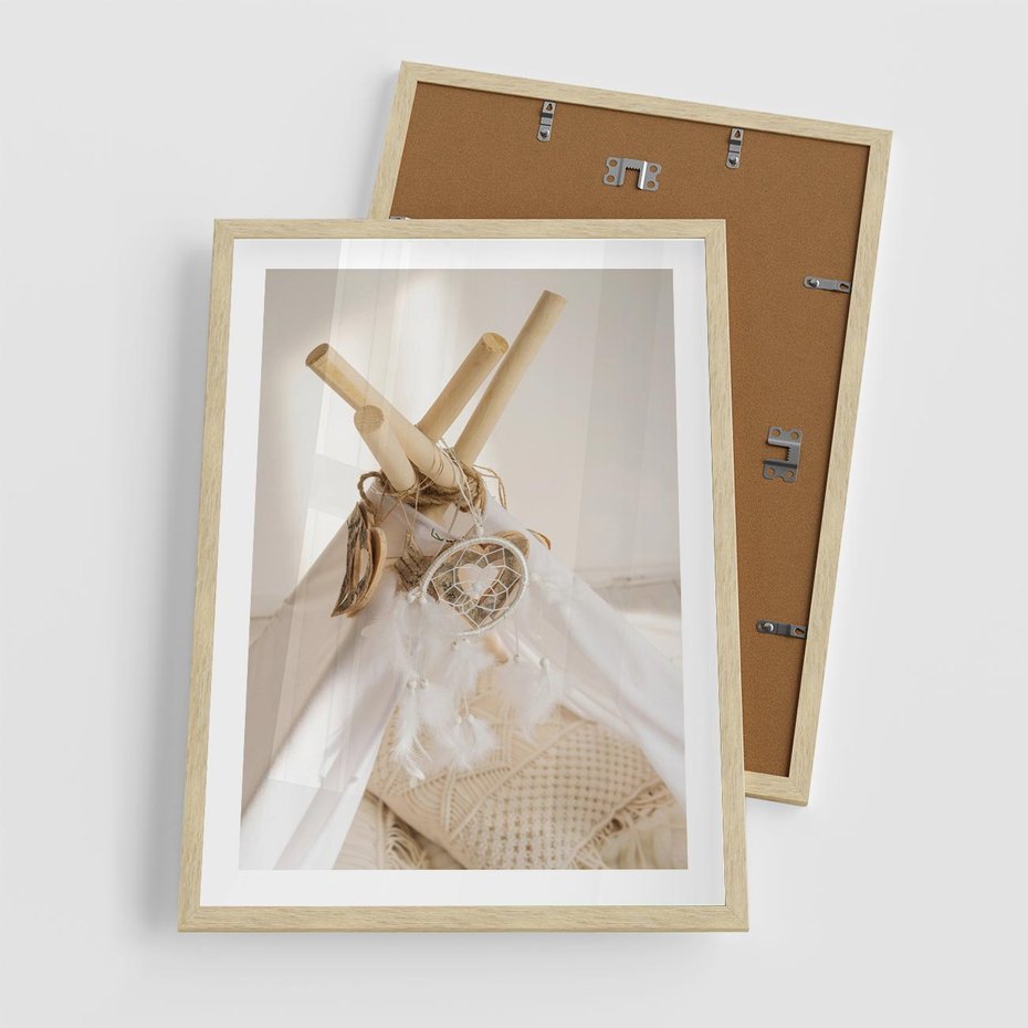 Plakat w ramie 50x70 - Oaza Swobodnego Stylu - boho, tipi - rama drewno