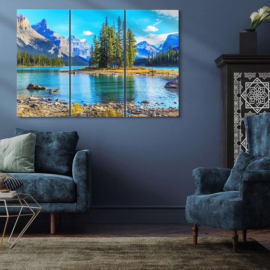 Obraz na płótnie 120x80 - spotkanie natury - góry, jezioro