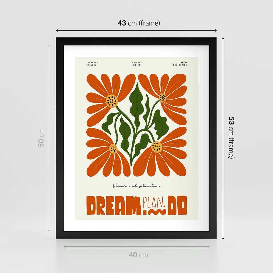 Plakat w ramie 40x50 - Księga Abstrakcji - sztuka nowoczesna, kolorowe kwiaty - rama czarna