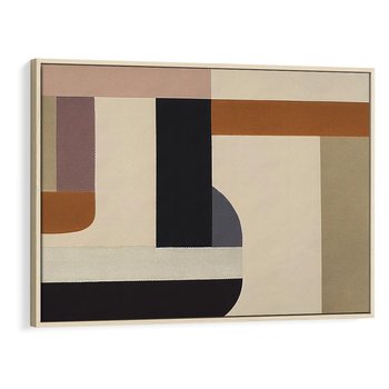 Obraz w ramie 70x50 - Nowoczesne Brązy - geometryszne pasy, nowoczesny styl - rama drewno