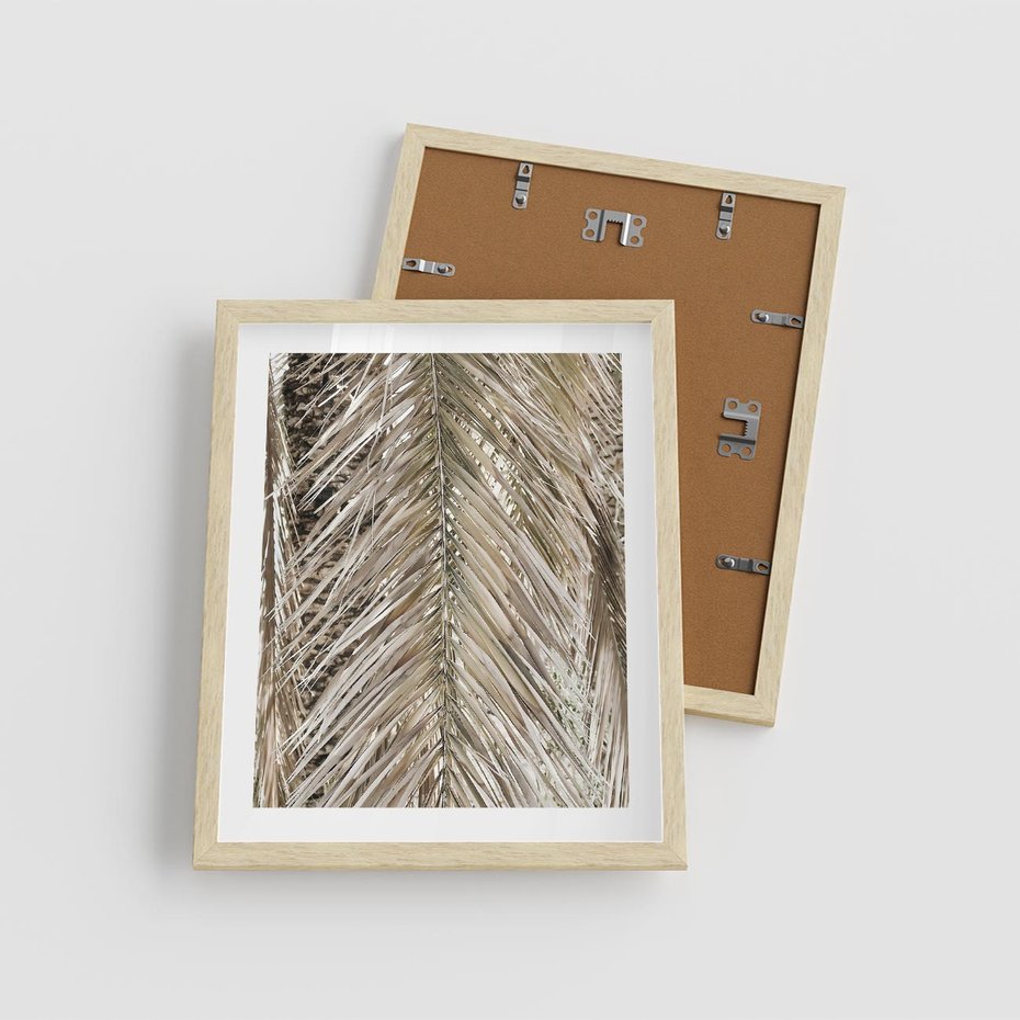 Plakat w ramie 40x50 - Boho Urok Palmy: Zbliżenie Natury - sucha palma, zbliżenie - rama drewno