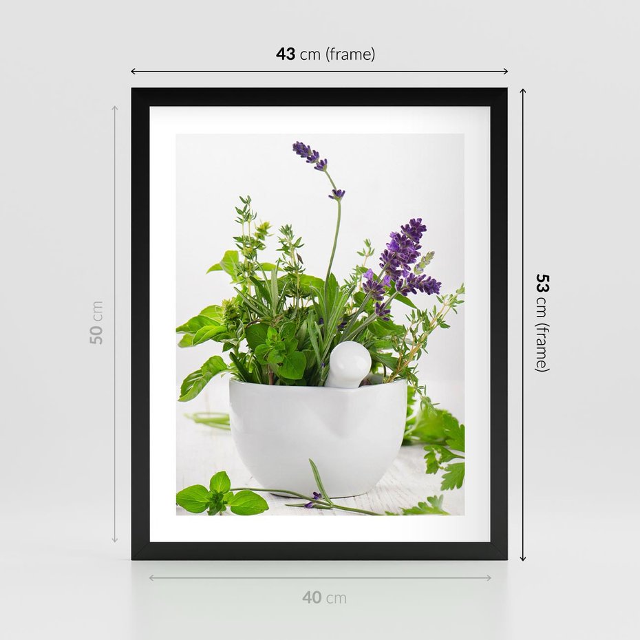 Plakat w ramie 40x50 - Kwiaty i zioła w restauracji - kwiaty, zioła - rama czarna