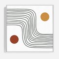 Obraz w ramie 80x80 - Kontury Harmonii - nieregularne linie, koła - rama biała
