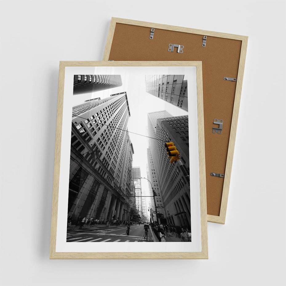 Plakat w ramie 50x70 - Miejskie Wieże - miasto, wieżowce - rama drewno