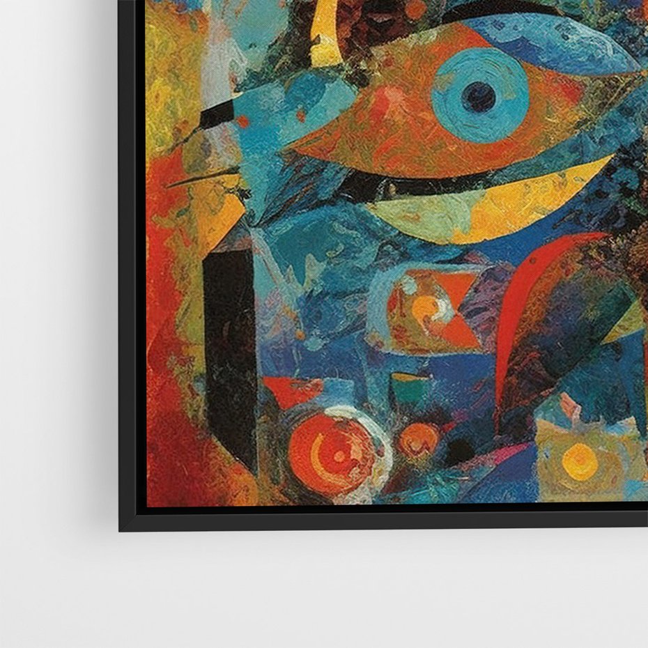 Obraz w ramie 70x100 - Migotliwe Przesunięcia Konturów - abstrakcyjny obraz, sztuka abstrakcji - rama czarna