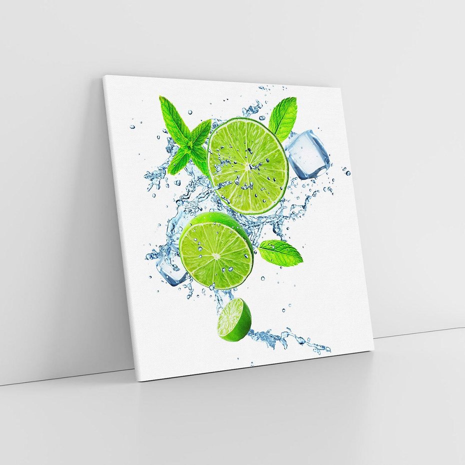 Obraz na płótnie 60x60 - Świeżość limonek w wodzie - limonki, woda