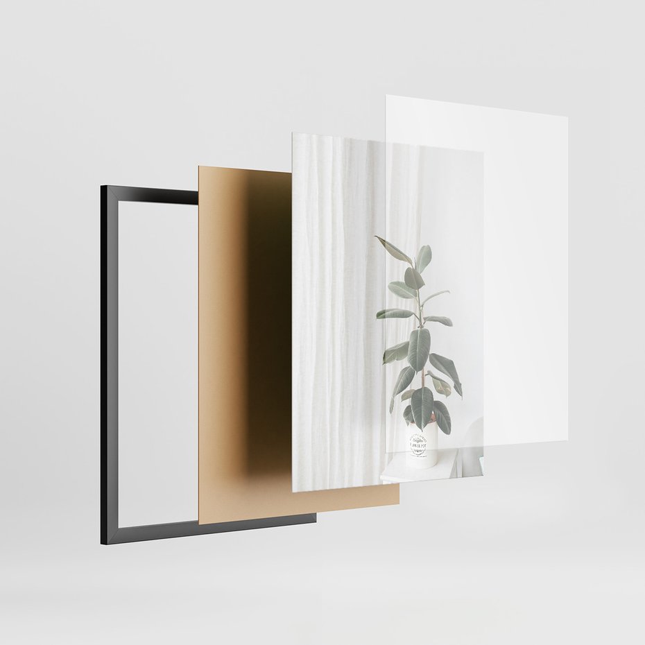 Zestaw obrazy w ramie 30x40 galeria - Liście, minimalizm, skandynawski, styl - rama czarna