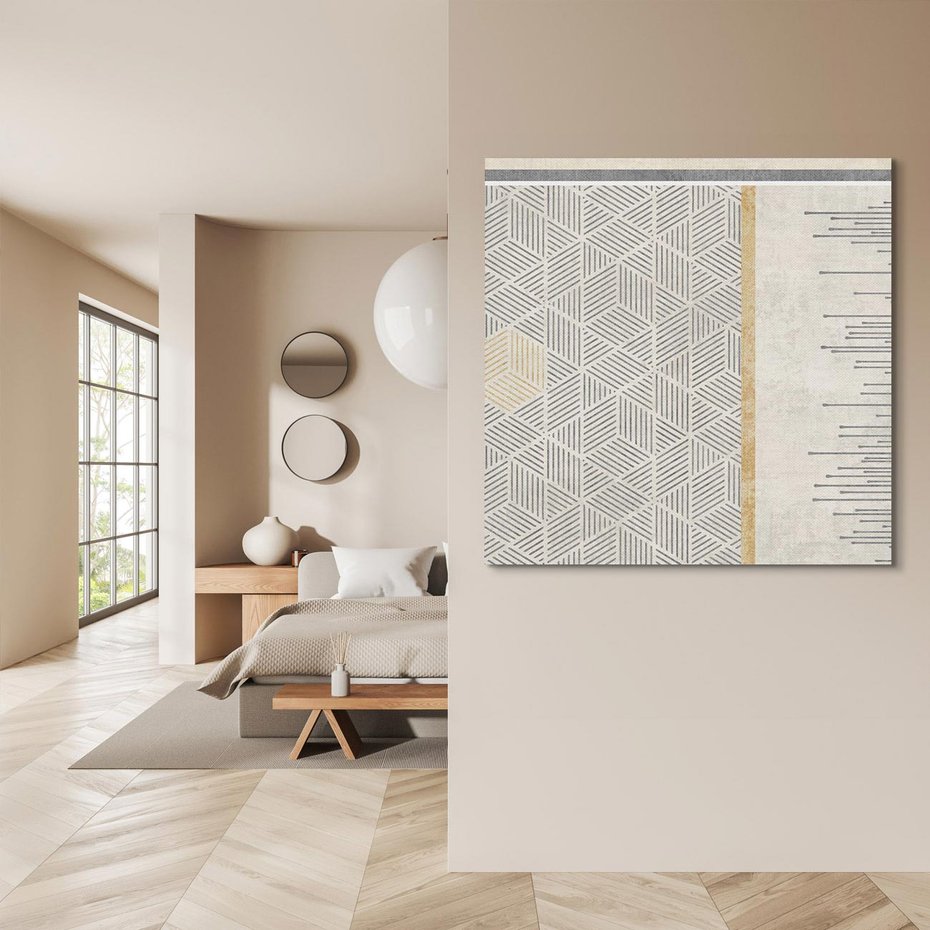 Obraz na płótnie 50x50 - Drobny Print Klasyki - geometryczne linie, styl mid century