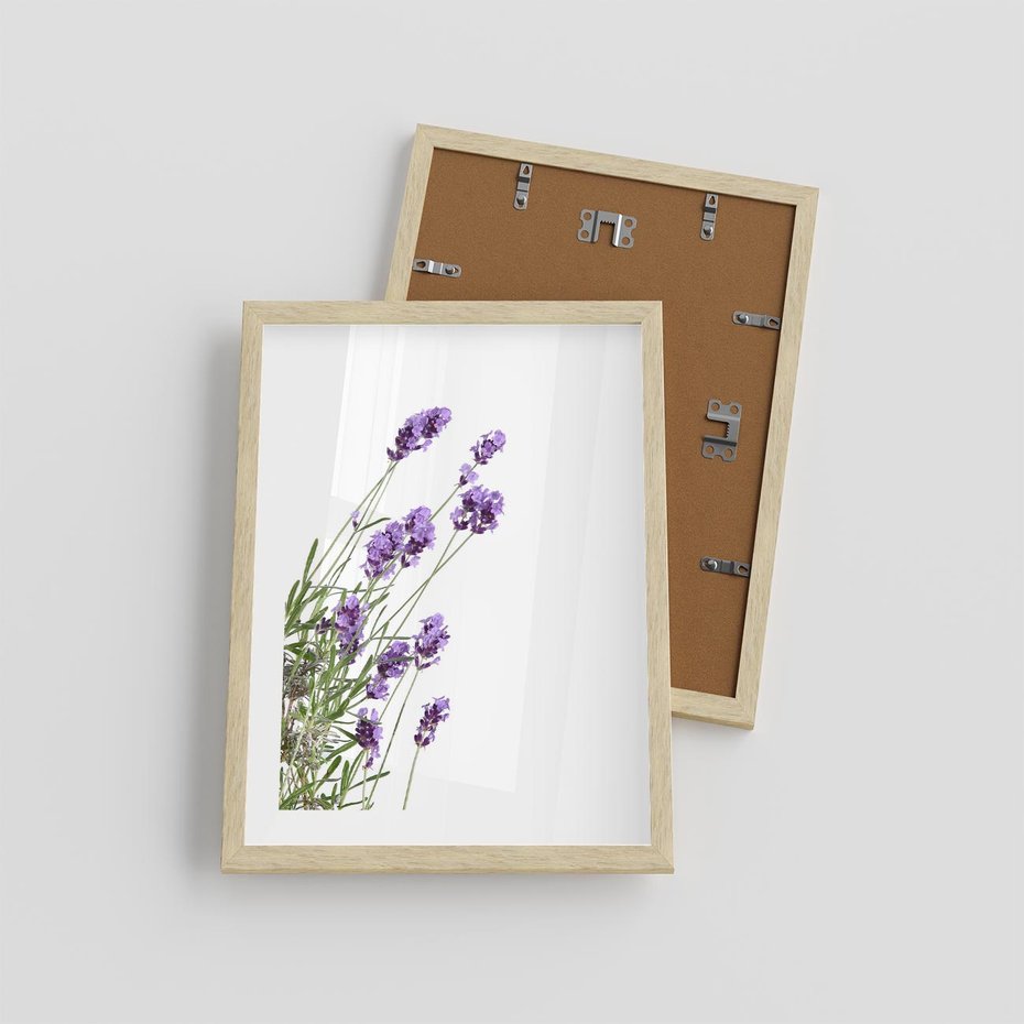 Plakat w ramie 30x40 - Delikatny Urok - lawenda, kwiaty - rama drewno