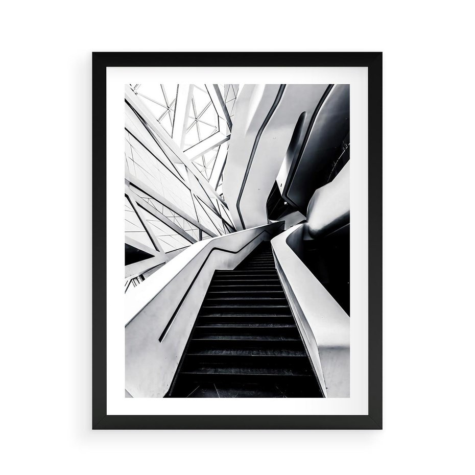 Plakat w ramie 50x70 - Współczesne Kształty - architektura, nowoczesne formy - rama czarna
