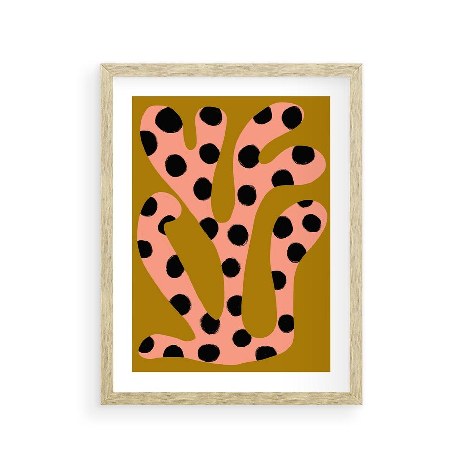 Plakat w ramie 30x40 - Rozkwitająca Wolność Boho - abstrakcyjne boho kształty, dziwne - rama drewno