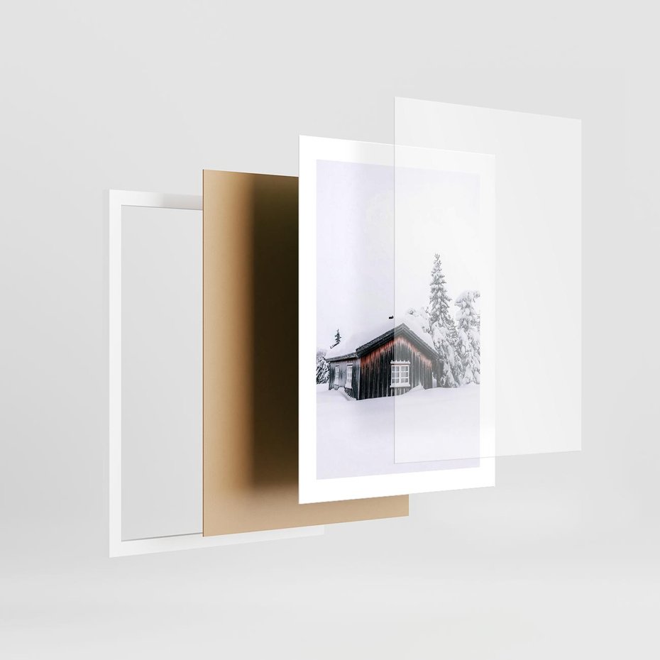 Plakat w ramie 30x40 - Zimowy Azyl: Domek w Górach - domek w górach, śnieg - rama biała