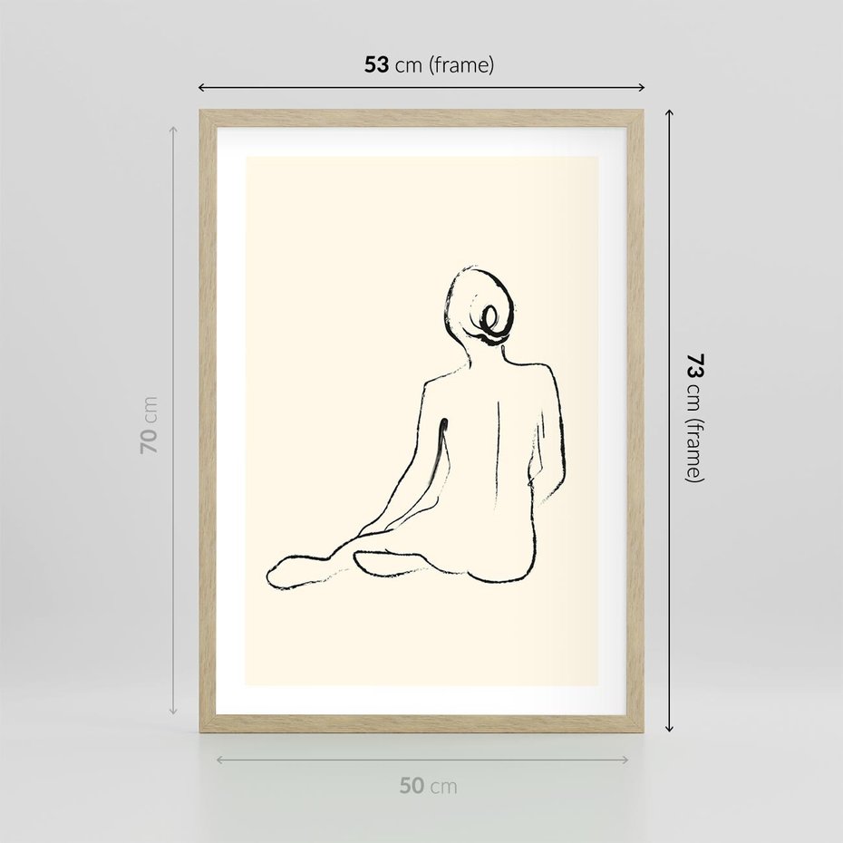 Plakat w ramie 50x70 - Akt w Minimalizmie - kobieta akt, minimalizm - rama drewno