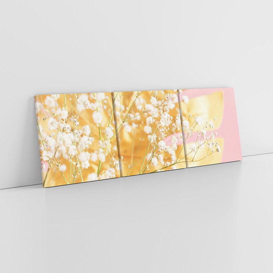 Obraz na płótnie 120x40 - : Elegancja w Złocie - złote, liście