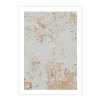 Plakat bez ramy 50x70 - Beżowa Ściana z Łuszczącą Się Farbą - stara ściana, beżowa