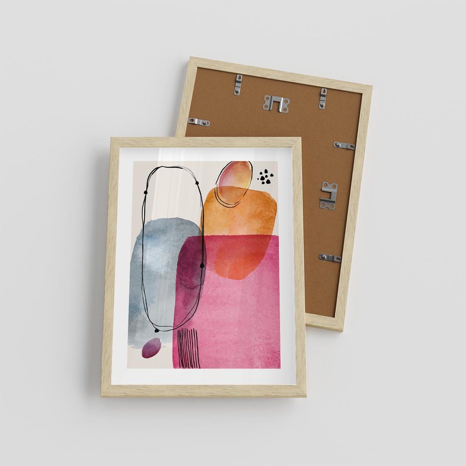 Plakat w ramie 30x40 - Kolorowe Pastelowe Spektrum - kolorowe pastelowe plamy, rozmyte żywe kolory - rama drewno