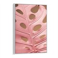 Obraz w ramie 80x120 - Różowa monstera w pełnym rozkwicie - różowa, monstera - rama biała