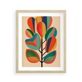 Plakat w ramie 40x50 - Wnętrza Kształtów - abstrakcyjny kolorowy tęczowy obraz, inspiracje roślinne - rama drewno