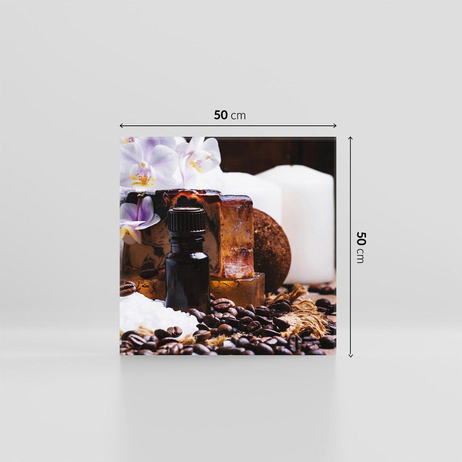 Obraz na płótnie 50x50 - Kawa i kwiaty w SPA - kawa, kwiat