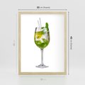Plakat w ramie 30x40 - Limonkowy drink w letnim stylu - drink, limonka - rama drewno