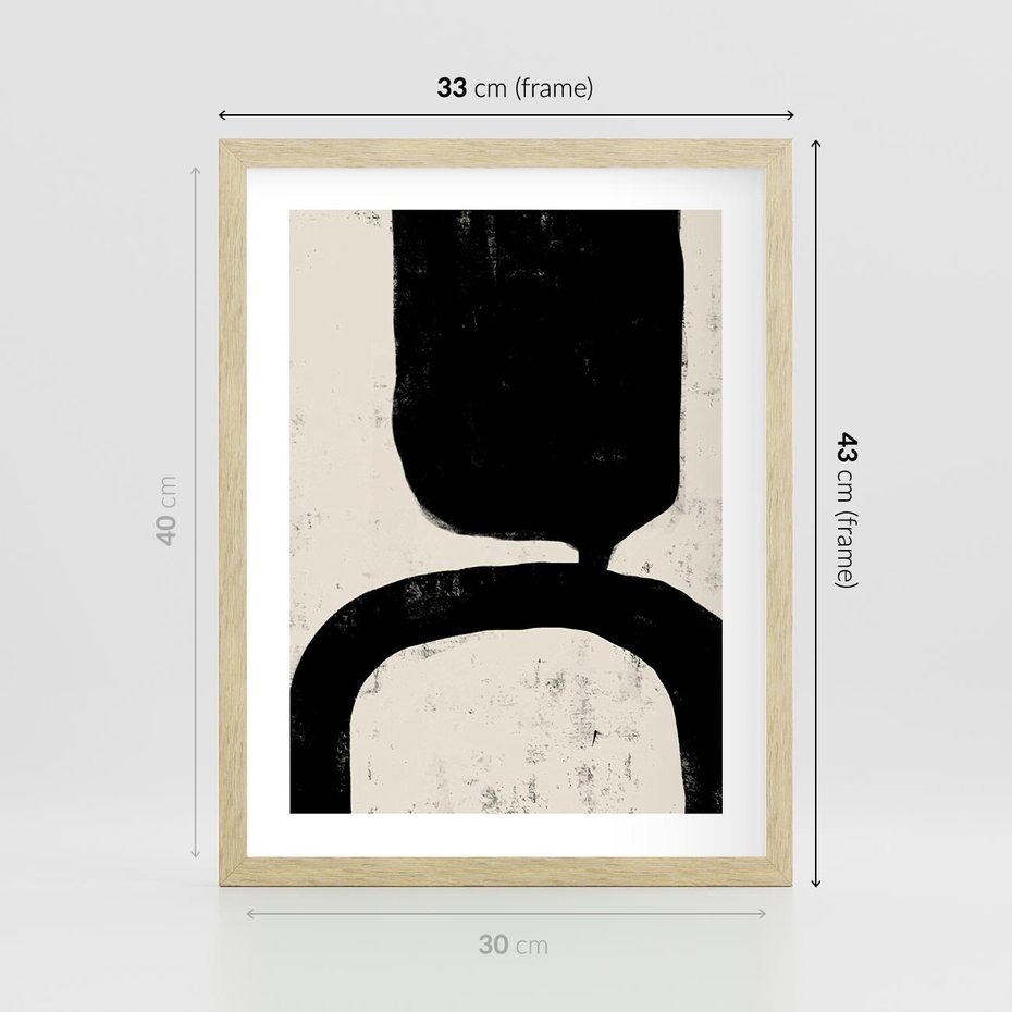 Plakat w ramie 30x40 - Przenikające Plamy - abstrakcyjna sztuka, minimalizm - rama drewno