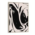 Obraz w ramie 70x100 - Wibracje w ciemnościach duszy - czarno biała abstrakcja, nieregularne rozmyte linie - rama drewno