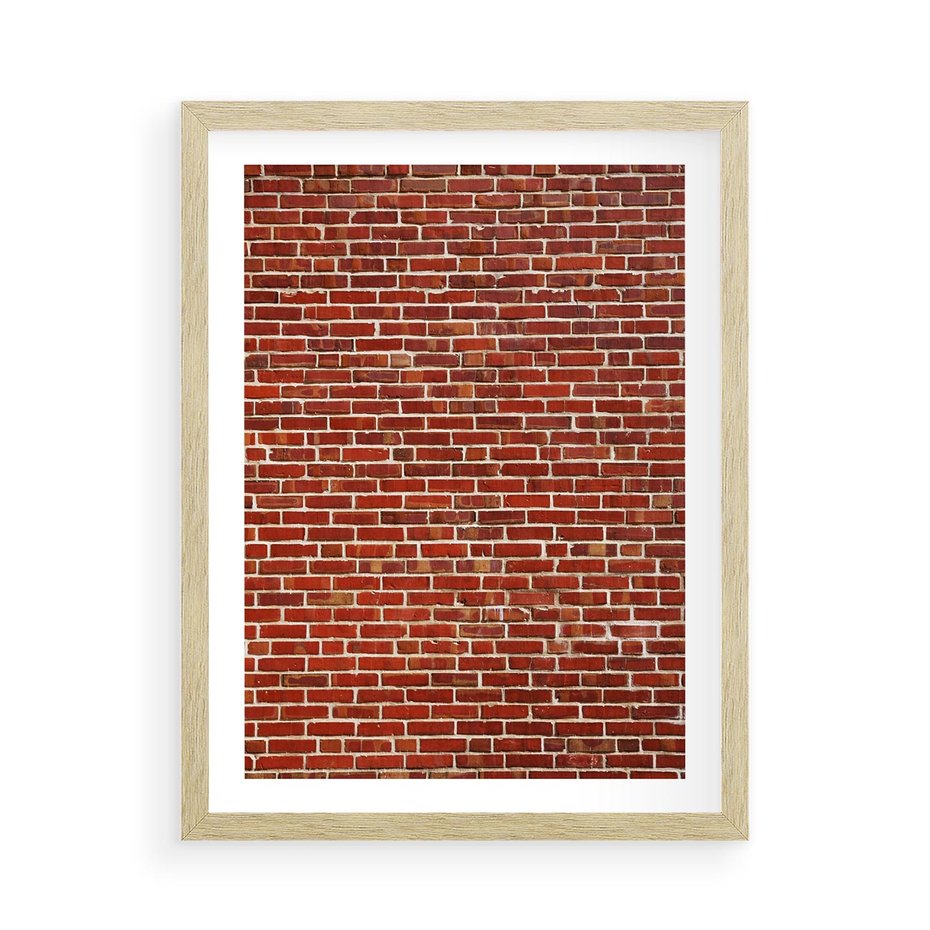 Plakat w ramie 50x70 - Mur z Cegieł - cegły, mur - rama drewno