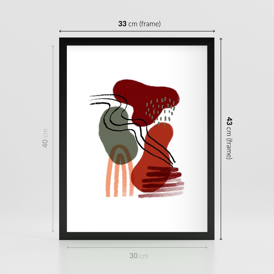 Plakat w ramie 30x40 - Boho Przenikanie - abstrakcyjna sztuka, boho kształty - rama czarna