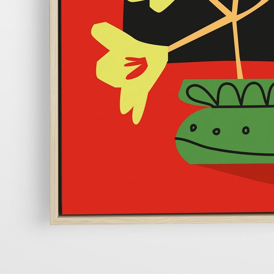 Obraz w ramie 50x50 - Abstrakcyjne Przenikanie - abstrakcyjne kwiaty, czerwone tło - rama drewno