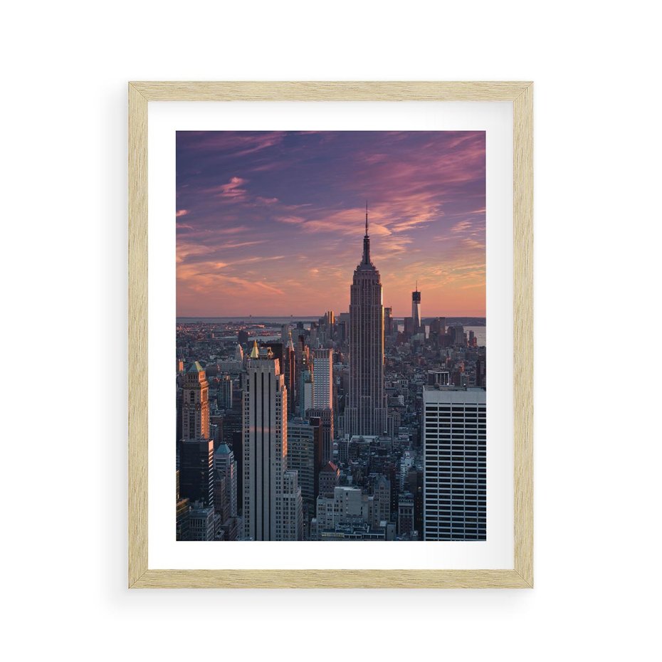 Plakat w ramie 40x50 - Nowy Jork - Błyskawice Manhattanu - Nowy Jork, Manhattan - rama drewno