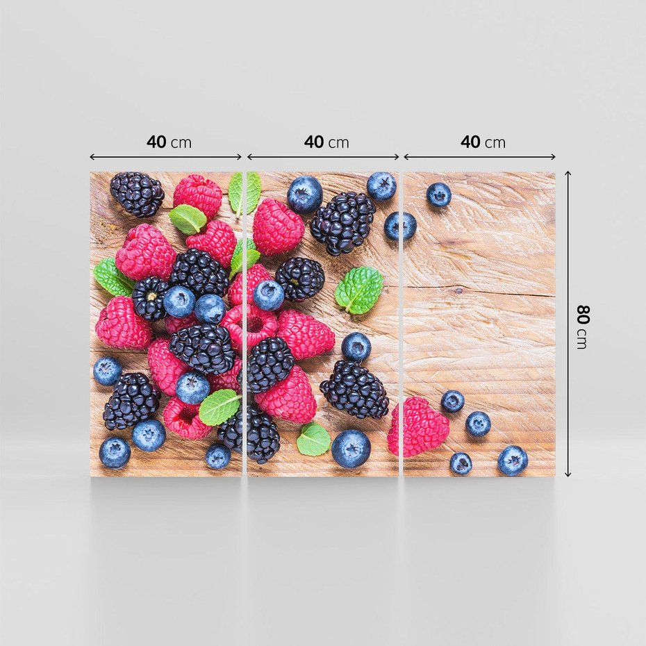 Obraz na płótnie 120x80 - Smak malin i borówek - owoce, leśne