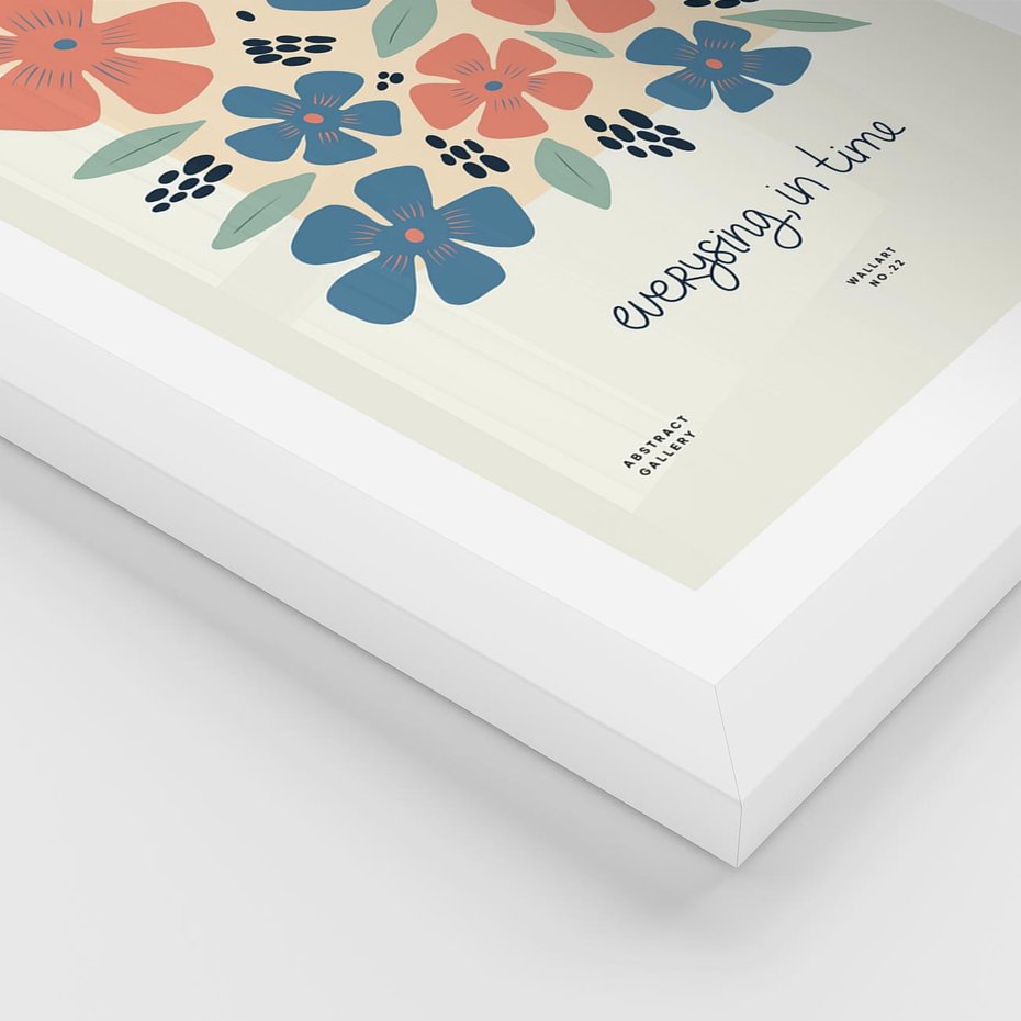 Plakat w ramie 40x50 - Kształtując Marzenia - kwiaty, nowoczesna abstrakcja - rama biała