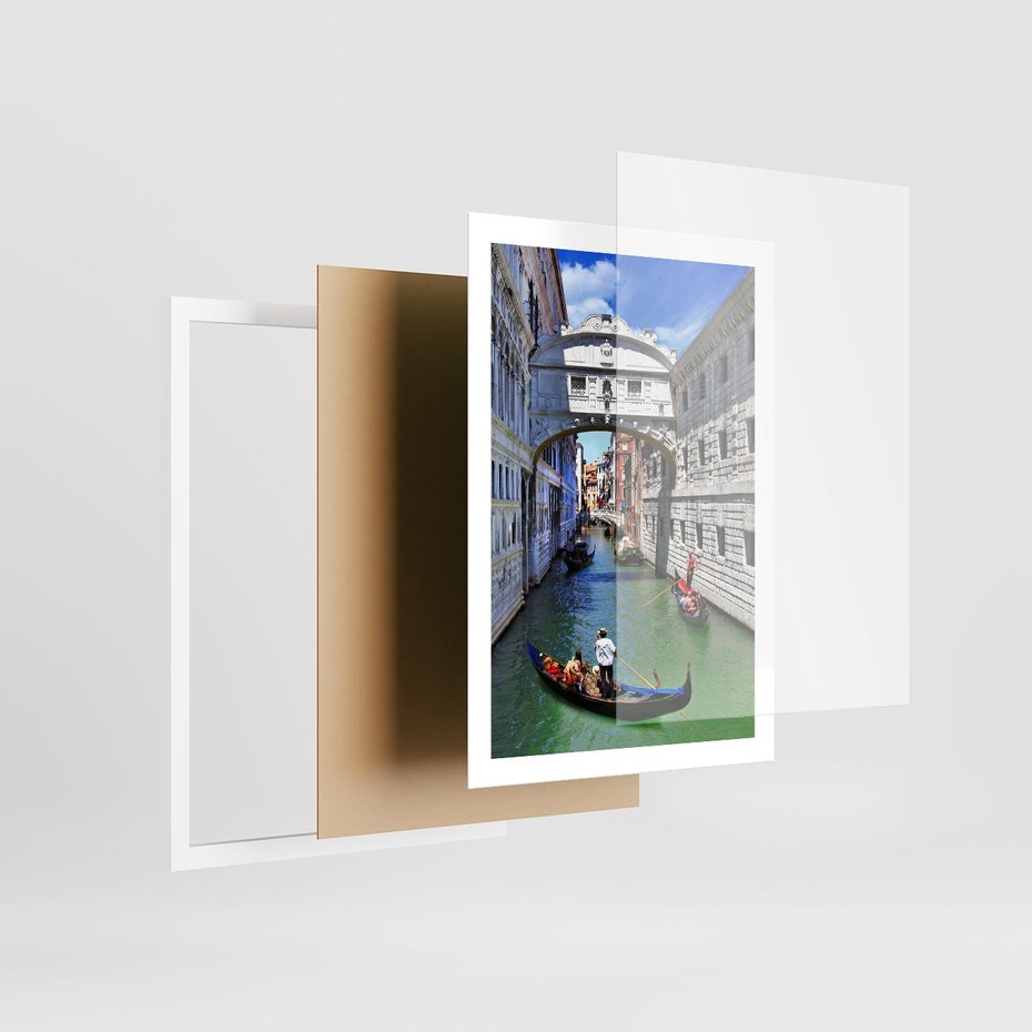 Plakat w ramie 50x70 - Romantyczna gondola w Wenecji - Wenecja, gondola - rama biała