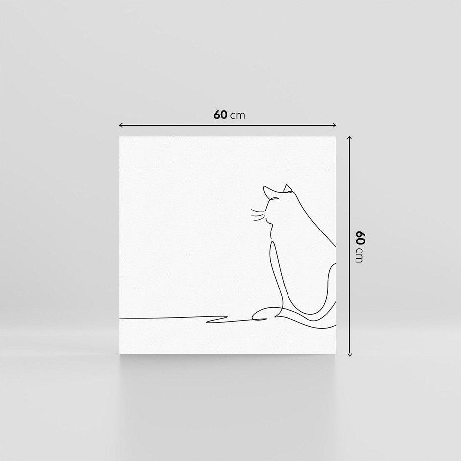 Obraz na płótnie 60x60 - Koci Szkic - szkic, line art