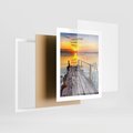 Plakat w ramie 40x50 - Zachód nad jeziorem z pomostem - pomost, jezioro - rama biała