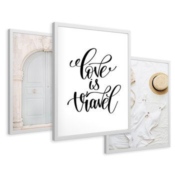 Zestaw obrazy w ramie 40x50 galeria - Podróże, wakacje, typografia, Włochy - rama biała