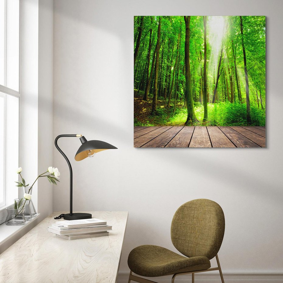 Obraz na płótnie 40x40 - Spacer po urokliwej dróżce w lesie - las, dróżka