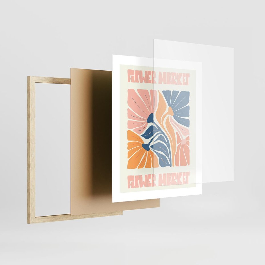 Plakat w ramie 40x50 - Spójny Dysonans - pastelowe kolory, typografia - rama drewno