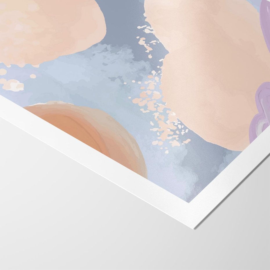 Plakat bez ramy 21x30 - Przenikanie Niecodziennych Form - abstrakcyjne akwarelowe plamy, pastele