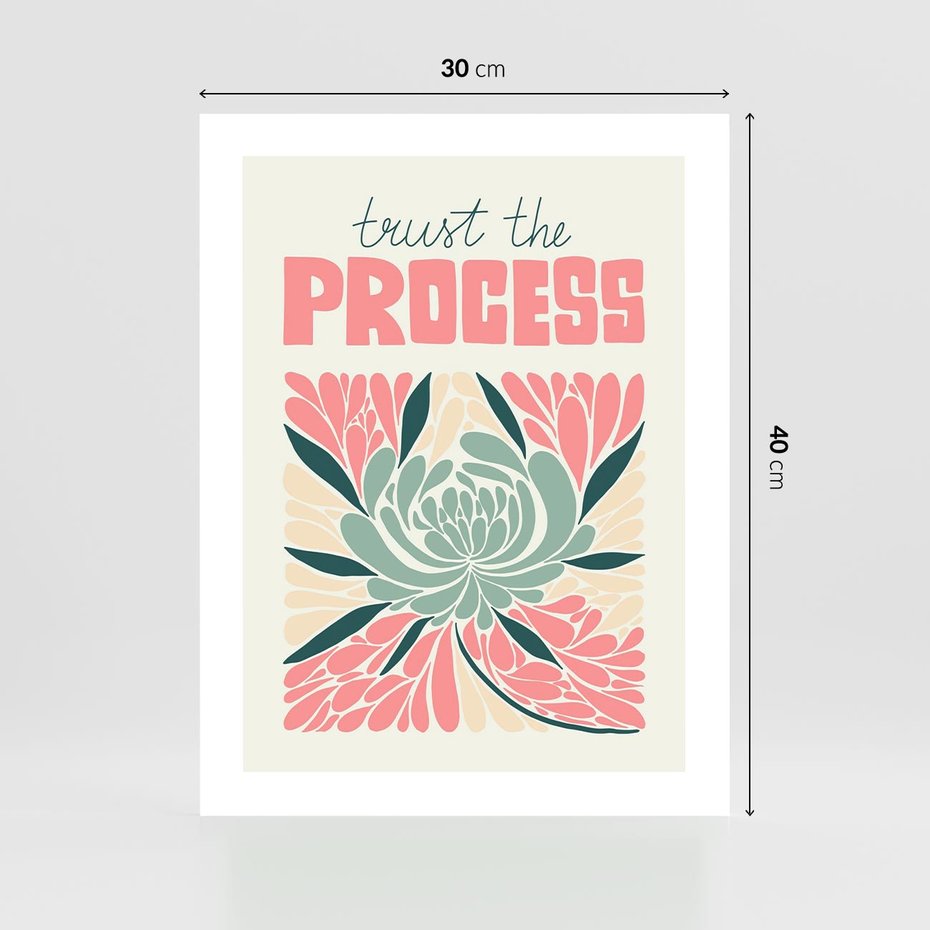 Plakat bez ramy 30x40 - Rozbijające Barwy - abstrakcyjny pastelowy kwiat, wyrazista typografia