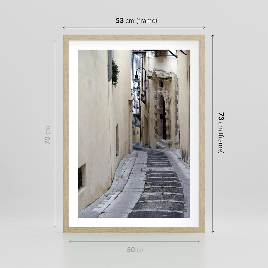 Plakat w ramie 50x70 - Uroki Włoskiej Uliczki - włoska, uliczka - rama drewno