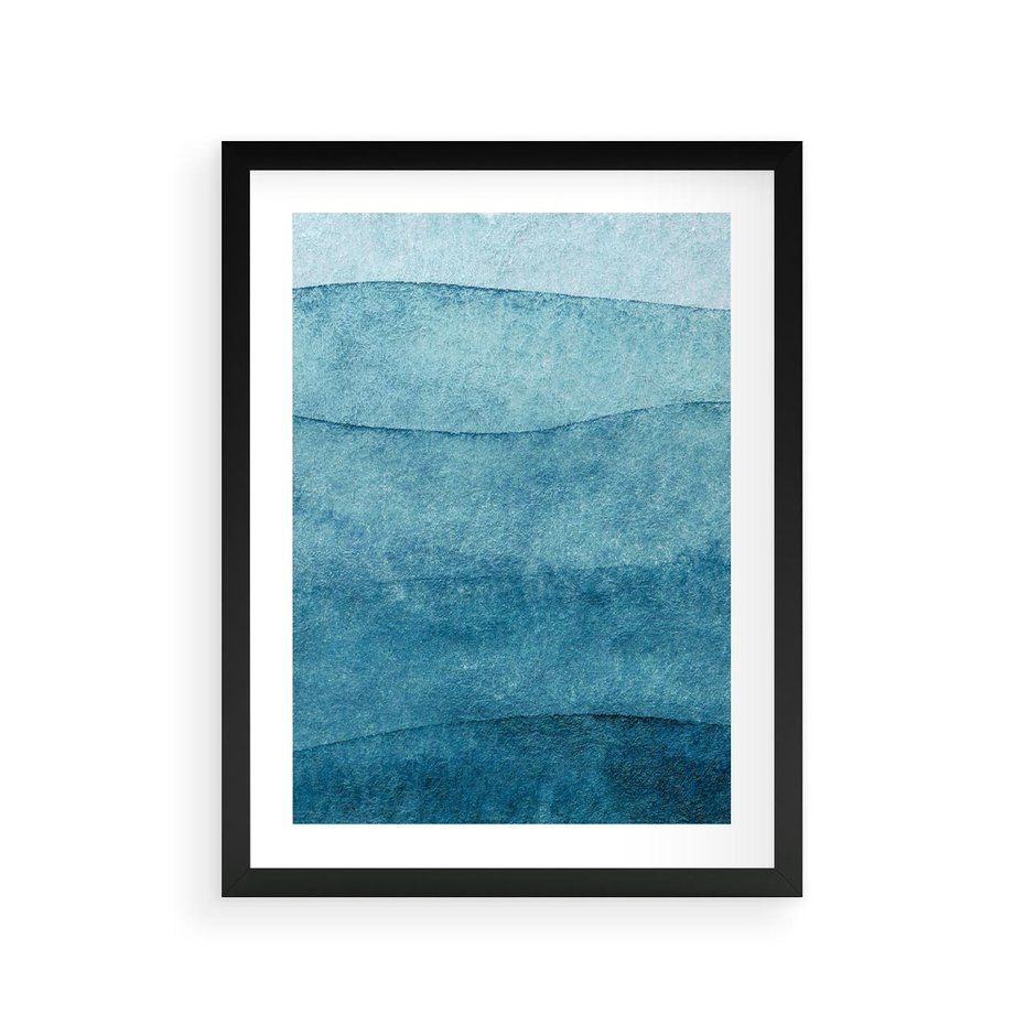 Plakat w ramie 30x40 - Kolorowe fale akwareli - akwarela, fale - rama czarna