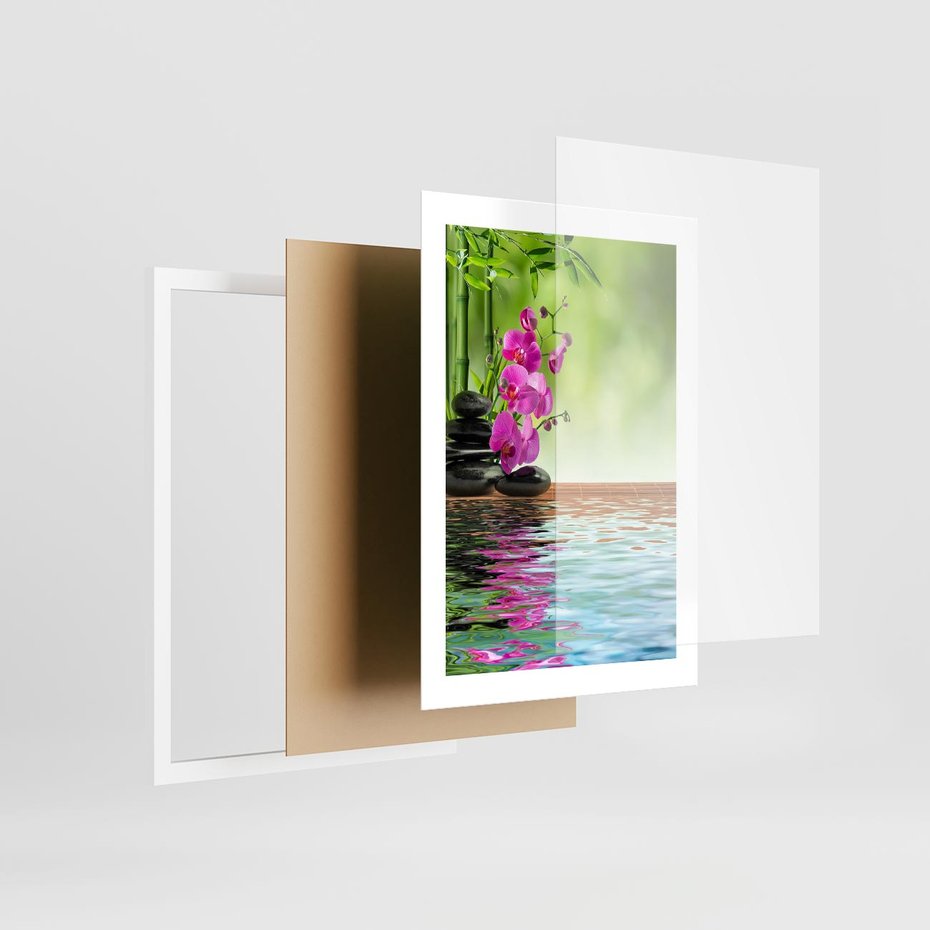 Plakat w ramie 30x40 - Oaza Storczyka i Wody - spa, storczyk - rama biała