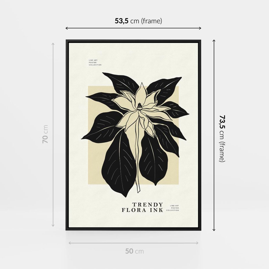 Obraz w ramie 50x70 - Melancholia przerywanych linii - wiaty, typografia - rama czarna