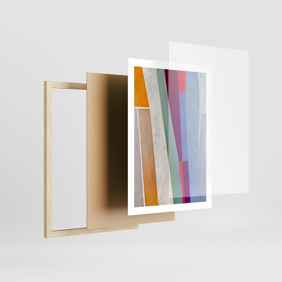 Plakat w ramie 50x70 - Księga Ukrytych Odbić - abstrakcyjne dziwne kształty, olejny obraz - rama drewno